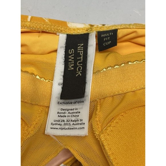 Nip Tuck Multi cup One Piece Yellow Floral Swimsuit Size 4 Rouched Side - Picture 7 of 9